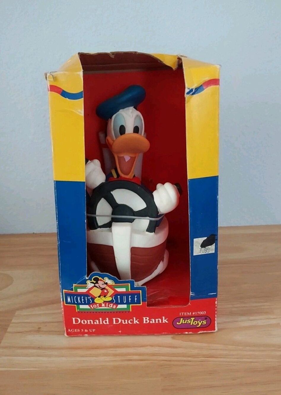 Vintage Donald Duck Bank JusToys Mickey’s Stuff For Kids NEW #17003